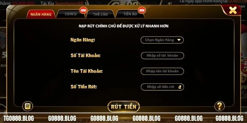 Hướng dẫn rút tiền Go88